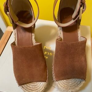 Marc Fisher Women's Adalyn Espadrille Wedge Sandal, Tan Suede Size 6M